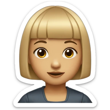A 2-year-old girl with a short bob and blunt bangs facing forward sticker