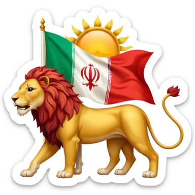 Sun and lion on iranian flag sticker