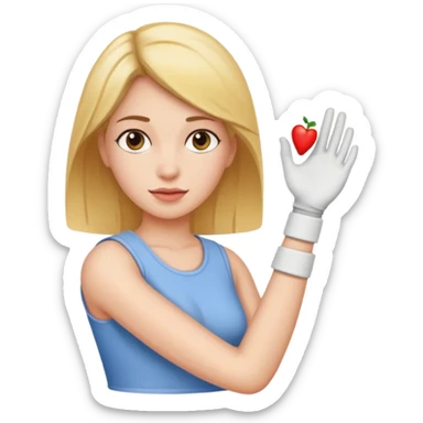 Lady with left lower arm ina cast sticker