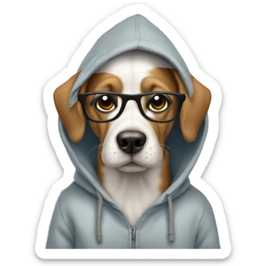 dog with a hoodie and glasses  sticker
