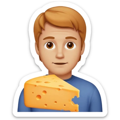 white guy with light brown hair cheddar cheese sticker