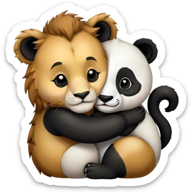 Cute Lion hug panda sticker