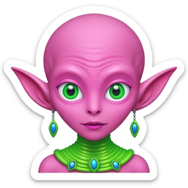 alien living in desert, pink colorful, accessories, just face  sticker