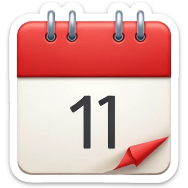 calendar with number 1 red top sticker