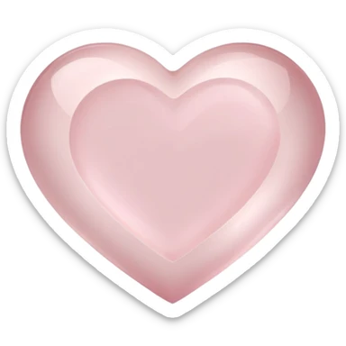 Heart-shaped rose quartz crystal with delicate pink hue and subtle inner cloudiness sticker