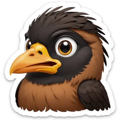 A crying common myna bird cute emoji sticker