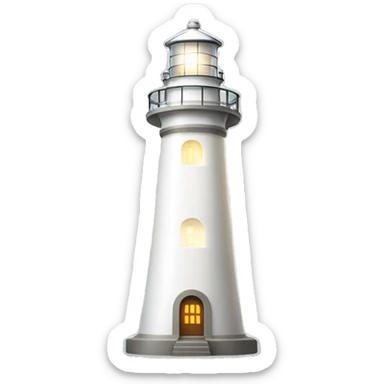 A white Lighthouse with light shining out in beams sticker