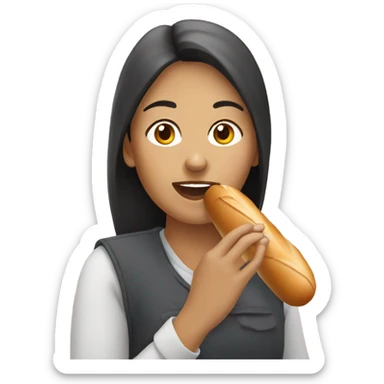 Woman eating baguette  sticker