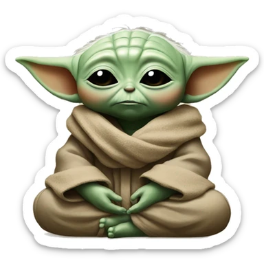 baby yoda with closed eyes meditating sticker