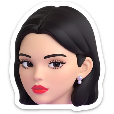 Kendall Jenner, supermodel, longer face shape, shiny glossy lips with lipgloss sticker