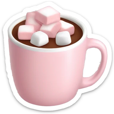 Light Pink mug of hot chocolate with marshmallows  sticker