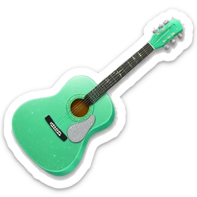 Realistic mint green acoustic guitar with sparkly shiny glitter and diamonds on it. sticker