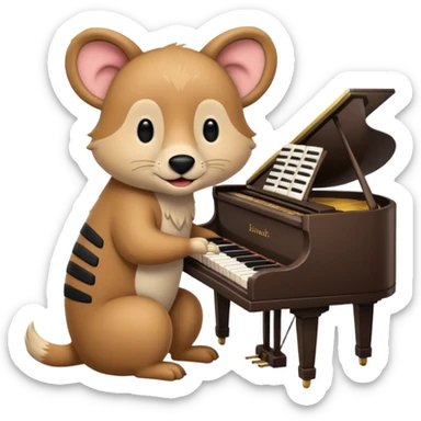 animal playing piano sticker