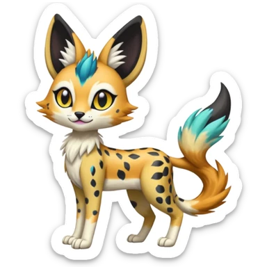 Colorful Cute Realistic Meloetta-Vernid-Sergal-Serval-Fakémon-fusion-hybrid-creature sticker