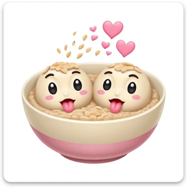 two bowls of oatmeal with tongues on the bowl that are kissing  sticker