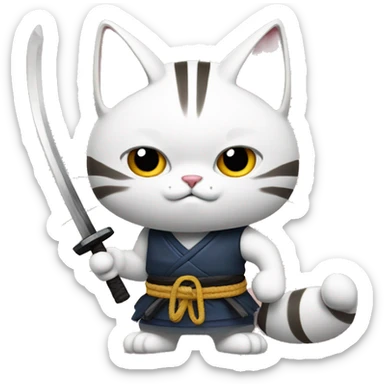 Samurai cat with nunchucks  sticker