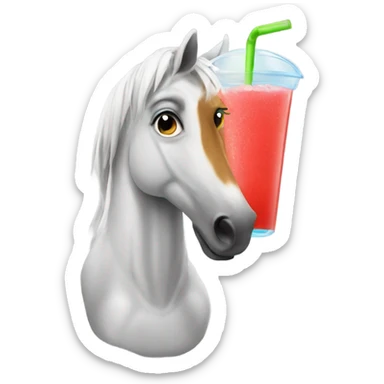 Horse drinking a slushie sticker