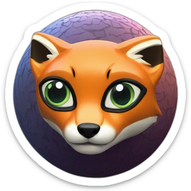 3d sphere with a cartoon Fox skin texture with Eye of Horus sticker