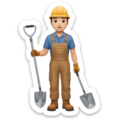 Landscaping company worker, shoveling, full body sticker