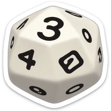 D20 dice creme with numbers 3 6 5 7 8 sticker