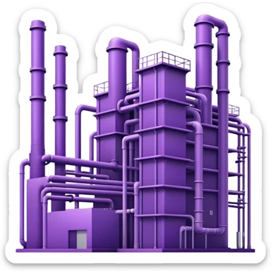 Minimalistic factory building in purple and violet tones, with only 3-4 pipes sticker