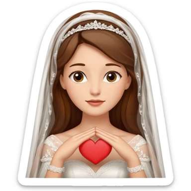 Blonde skin bride with a long veil with brown hair with a chin on her face sticker