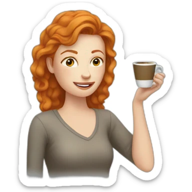 Ginger woman drinking coffee  sticker