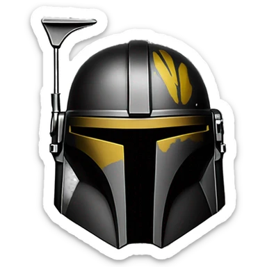Mandalorian helmet black and yellow with antenna sticker