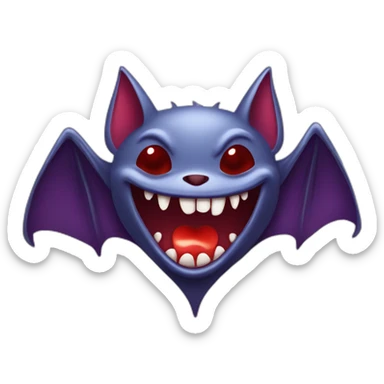 Mischievous vampire bat sharp vampire fangs dripping red slime sticker