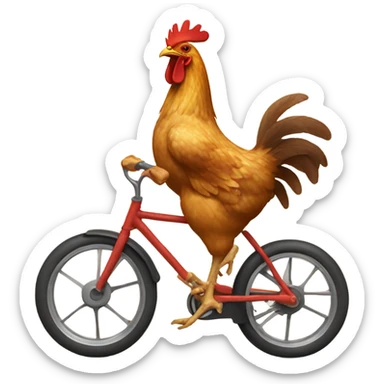 A chicken riding a bike sticker