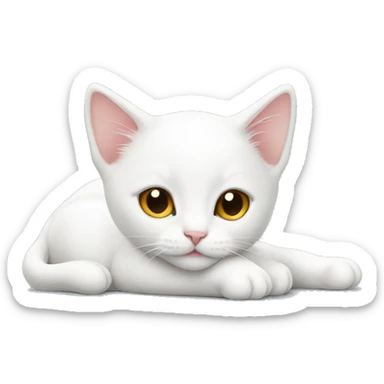 White kitten laying down  sticker