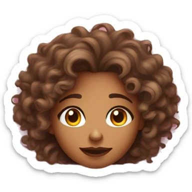 Light skin girl with curly hair laying under pink bed sheets sticker