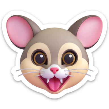 cute sugar glider head only, tongue out, classic emoji style, bright and playful sticker