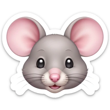Cute gray mouse with large ears and a pink nose sticker