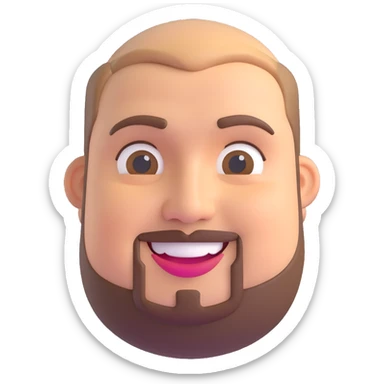 chubby Lebanese man with a goatee and short hair, smiling, 3D emoji style sticker