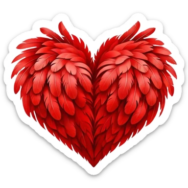 Red heart made of red feathers sticker