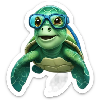 sea turtle, scuba diver sticker