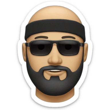 bald guy with a great black beard and matrix sunglasses sticker
