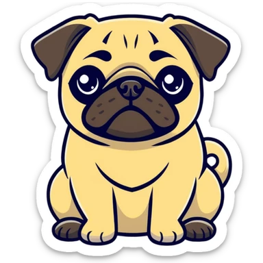 pug dog, cartoonish sticker style sticker