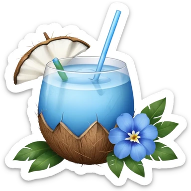 coconut drink with blue flowers sticker