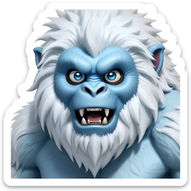 Cinematic Realistic WoW Yeti Portrait, head tilted dramatically with an exaggeratedly amused expression, blending epic primal power with an unexpected hint of playfulness. His robust, shaggy fur and expressive ice-blue eyes are rendered with lifelike texture and dynamic, frosty lighting, high shine, dramatic yet whimsical, capturing the essence of a yeti whose epic might is softened by a mischievous glint. sticker