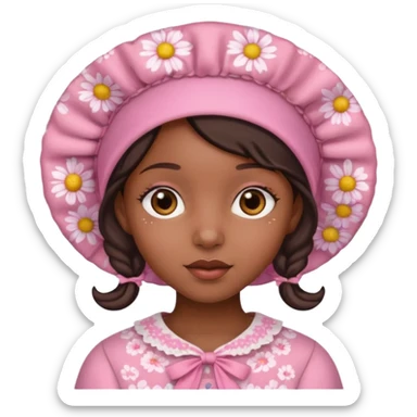 Black girl with pink bonnet sticker
