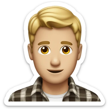 Short hair Dark blond man with hazel eyes in a plaid shirt  sticker