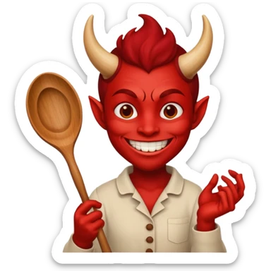 Cooker like demon with a smile and wooden spoon sticker