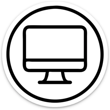 round computer screen, modern, minimal, icon style, clean lines, simple design sticker