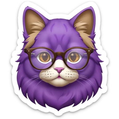purple cat wearing glasses sticker
