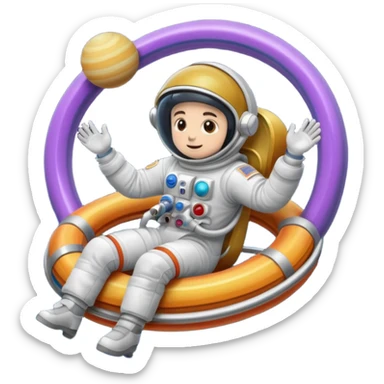 Astronaut rides planets sticker