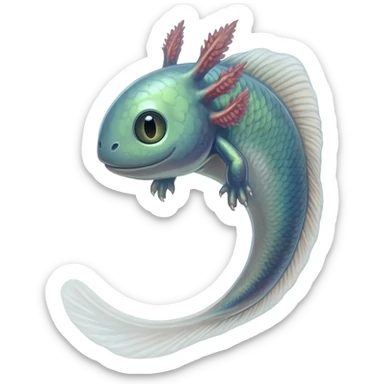 Scaly shimmering shiny Tadpole-Axolotl-Cat-Fish-hanimal-hybrid-creature sticker