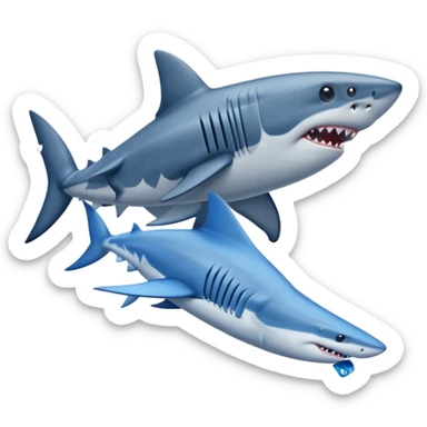 Shark wearing 3 blue sneakers sticker