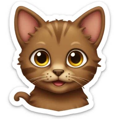 very cute little brown cat with curly hair sticker